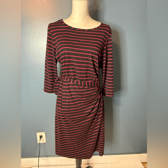 Olivia Matthews Dresses & Skirts - Olivia Matthews Black Dress with Pink Stripes and Waist Tie size 16 (230)